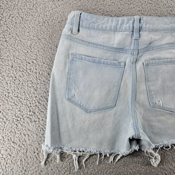 Flying Monkey Shorts Women 26 Light Wash Blue Distressed Frayed Cutoff High Rise - Picture 14 of 16
